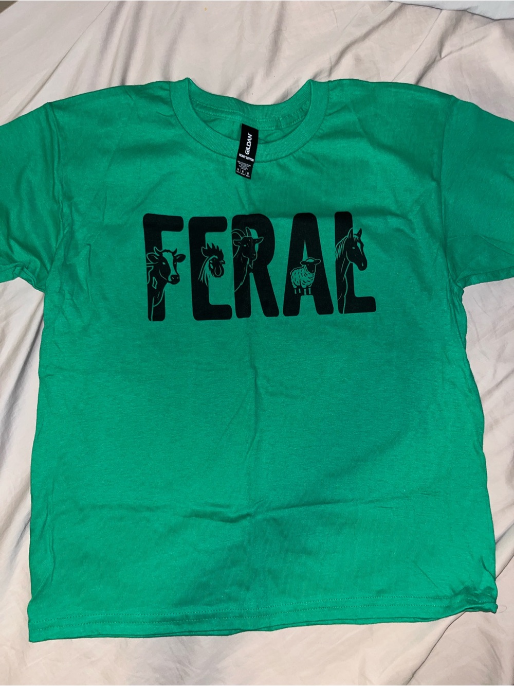 Kids Green FERAL Graphic Tee - Youth Shirt